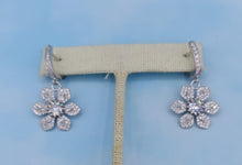 Load image into Gallery viewer, Pave Dangle Flower Earrings - Sterling Silver