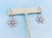 Load image into Gallery viewer, Pave Dangle Flower Earrings - Sterling Silver