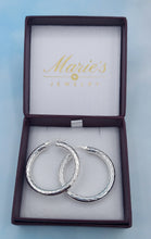 Load image into Gallery viewer, 1.25" Diamond Cut Silver Hoop Earrings - Sterling Silver