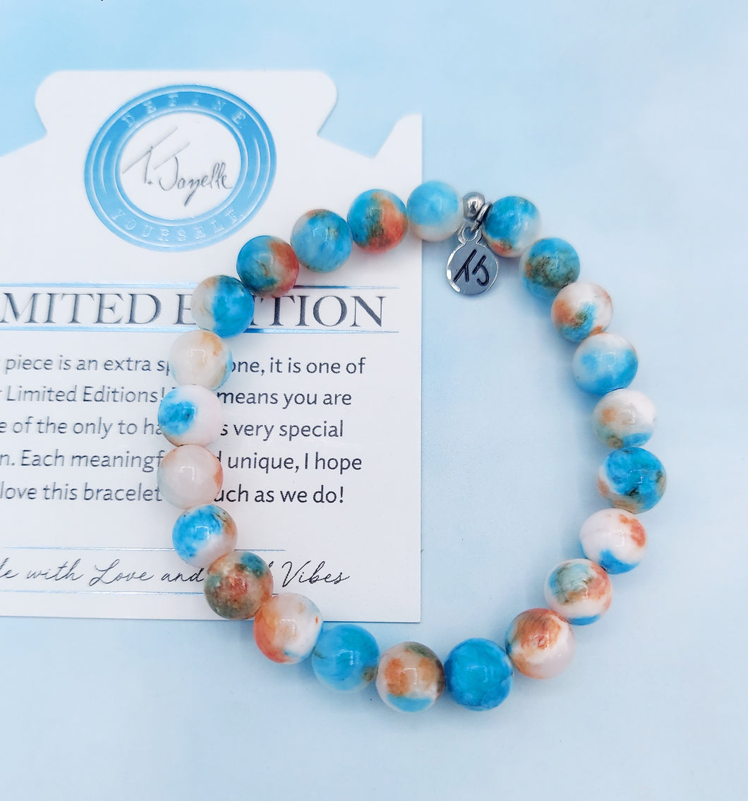 Orange Blue White Jade Stacker - TJazelle - Limited Edition