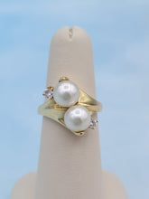 Load image into Gallery viewer, Estate Double Pearl and Diamond Ring - 14K Gold