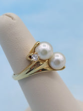 Load image into Gallery viewer, Estate Double Pearl and Diamond Ring - 14K Gold