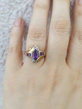 Load image into Gallery viewer, Amethyst Diamond Ring -10K Yellow Gold - Estate Piece