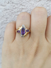 Load image into Gallery viewer, Amethyst Diamond Ring -10K Yellow Gold - Estate Piece
