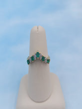 Load image into Gallery viewer, Emerald Diamond V Ring -14K Yellow Gold - Estate Piece