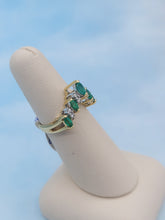 Load image into Gallery viewer, Emerald Diamond V Ring -14K Yellow Gold - Estate Piece
