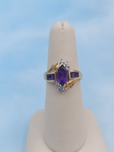 Load image into Gallery viewer, Amethyst Diamond Ring -10K Yellow Gold - Estate Piece
