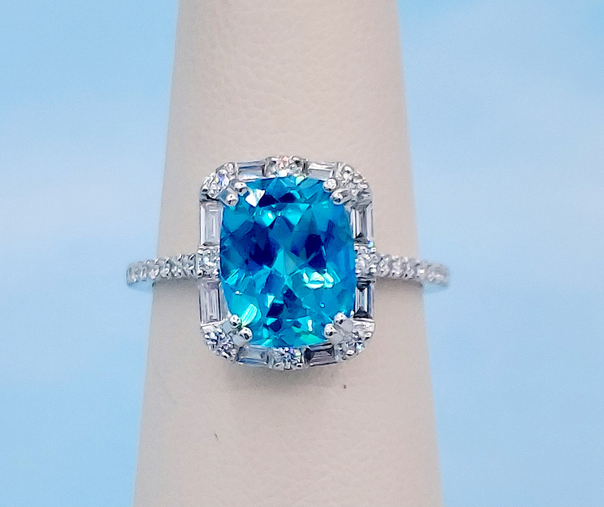 Blue Topaz Cushion Ring – Brandon Boswell Diamonds