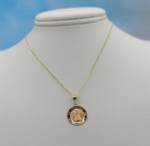 Our Lady of Loreto Medal Charm & Adjustable Chain -14K Yellow Gold