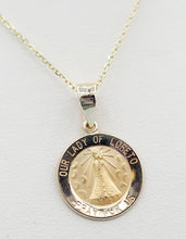 Load image into Gallery viewer, Our Lady of Loreto Medal Charm &amp; Adjustable Chain -14K Yellow Gold