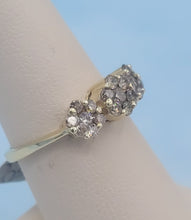 Load image into Gallery viewer, Chocolate Brown Diamond Past, Present &amp; Future Cluster Ring - 10K Yellow Gold