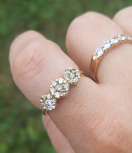 Load image into Gallery viewer, Chocolate Brown Diamond Past, Present &amp; Future Cluster Ring - 10K Yellow Gold