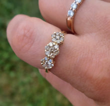 Load image into Gallery viewer, Chocolate Brown Diamond Past, Present &amp; Future Cluster Ring - 10K Yellow Gold