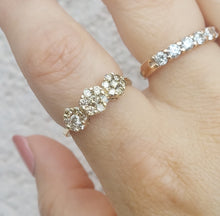 Load image into Gallery viewer, Chocolate Brown Diamond Past, Present &amp; Future Cluster Ring - 10K Yellow Gold