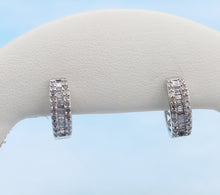 Load image into Gallery viewer, Diamond Huggie Hoop Earrings - Sterling Silver