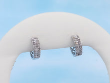Load image into Gallery viewer, Diamond Huggie Hoop Earrings - Sterling Silver