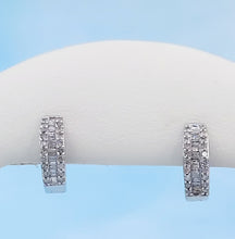 Load image into Gallery viewer, Diamond Huggie Hoop Earrings - Sterling Silver