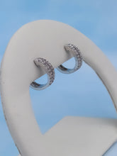 Load image into Gallery viewer, Diamond Huggie Hoop Earrings - Sterling Silver