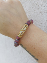 Load image into Gallery viewer, Yellow Gold Filigree Pave with Matte Dusty Rose Bracelet - Special Edition Stash