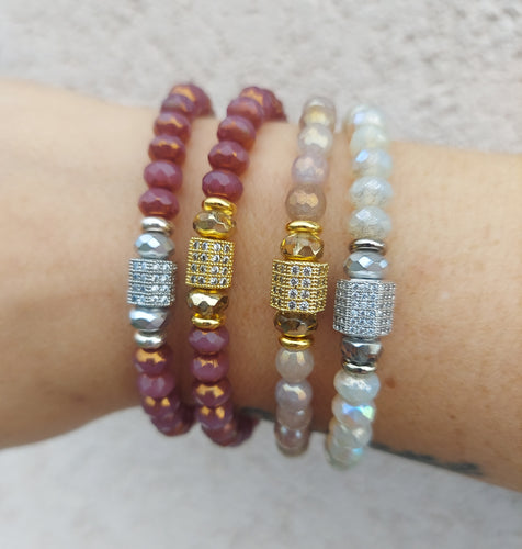 Dark Dusty Rose Rebecca Beaded Bracelet - Stash