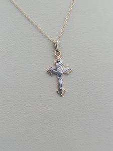 Baby Crucifix and Chain - 14K Yellow & White Gold