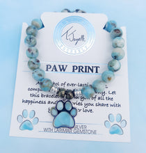 Load image into Gallery viewer, Paw Print Larimar Charm Bracelet - TJazelle