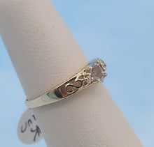 Load image into Gallery viewer, Aqua &amp; Filigree Delicate Ring - 10K Yellow Gold