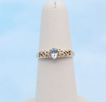 Load image into Gallery viewer, Aqua &amp; Filigree Delicate Ring - 10K Yellow Gold