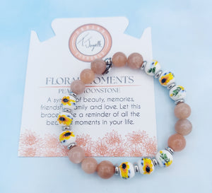 Sunflower Peach Moonstone Floral Moments Bracelet - TJazelle