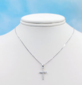 Diamond Cross & Chain- 14K White Gold