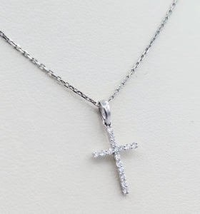 Diamond Cross & Chain- 14K White Gold