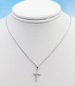 Diamond Cross & Chain- 14K White Gold