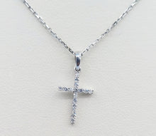 Load image into Gallery viewer, Diamond Cross &amp; Chain- 14K White Gold