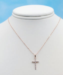 Diamond Cross & Chain - 14K Rose Gold