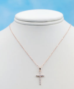 Diamond Cross & Chain - 14K Rose Gold