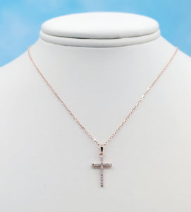 Diamond Cross & Chain - 14K Rose Gold