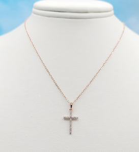 Diamond Cross & Chain - 14K Rose Gold