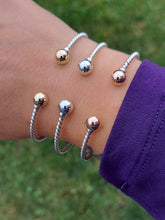 Load image into Gallery viewer, Cape Cod Twist Cuff Bangle with 2 Beads - Sterling Silver