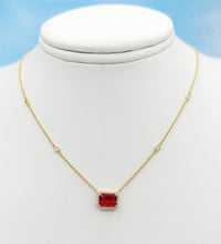 Load image into Gallery viewer, Fire Opal &amp; Diamond Necklace - 14K Gold