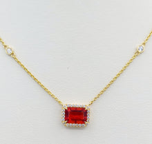 Load image into Gallery viewer, Fire Opal &amp; Diamond Necklace - 14K Gold