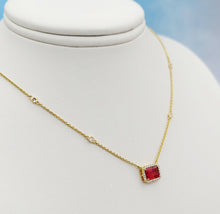 Load image into Gallery viewer, Fire Opal &amp; Diamond Necklace - 14K Gold