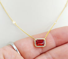 Load image into Gallery viewer, Fire Opal &amp; Diamond Necklace - 14K Gold