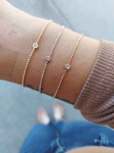 Adjustable Diamond Cut Beaded Chain Bracelet