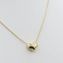 Load image into Gallery viewer, Puffy Heart Adjustable Necklace - 14K White or Yellow Gold