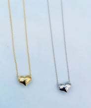 Load image into Gallery viewer, Puffy Heart Adjustable Necklace - 14K White or Yellow Gold