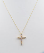 Load image into Gallery viewer, Moonstone &amp; Diamond Cross on 18&quot; Chain - 14K Yellow Gold