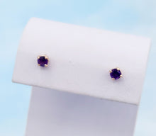 Load image into Gallery viewer, Amethyst Stud Earrings - 14K Rose Gold