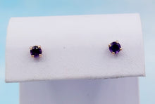 Load image into Gallery viewer, Amethyst Stud Earrings - 14K Rose Gold