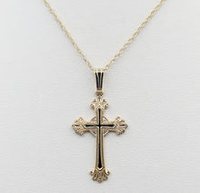 Load image into Gallery viewer, Gold Filigree Cross Pendant &amp; Chain - 14K Yellow Gold