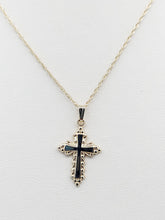 Load image into Gallery viewer, Petite Filigree Cross Pendant &amp; Chain - 14K Yellow Gold